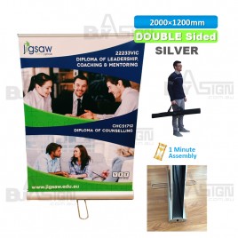 1200x2000mm SILVER, Standard Double Sided Roll Up Banners